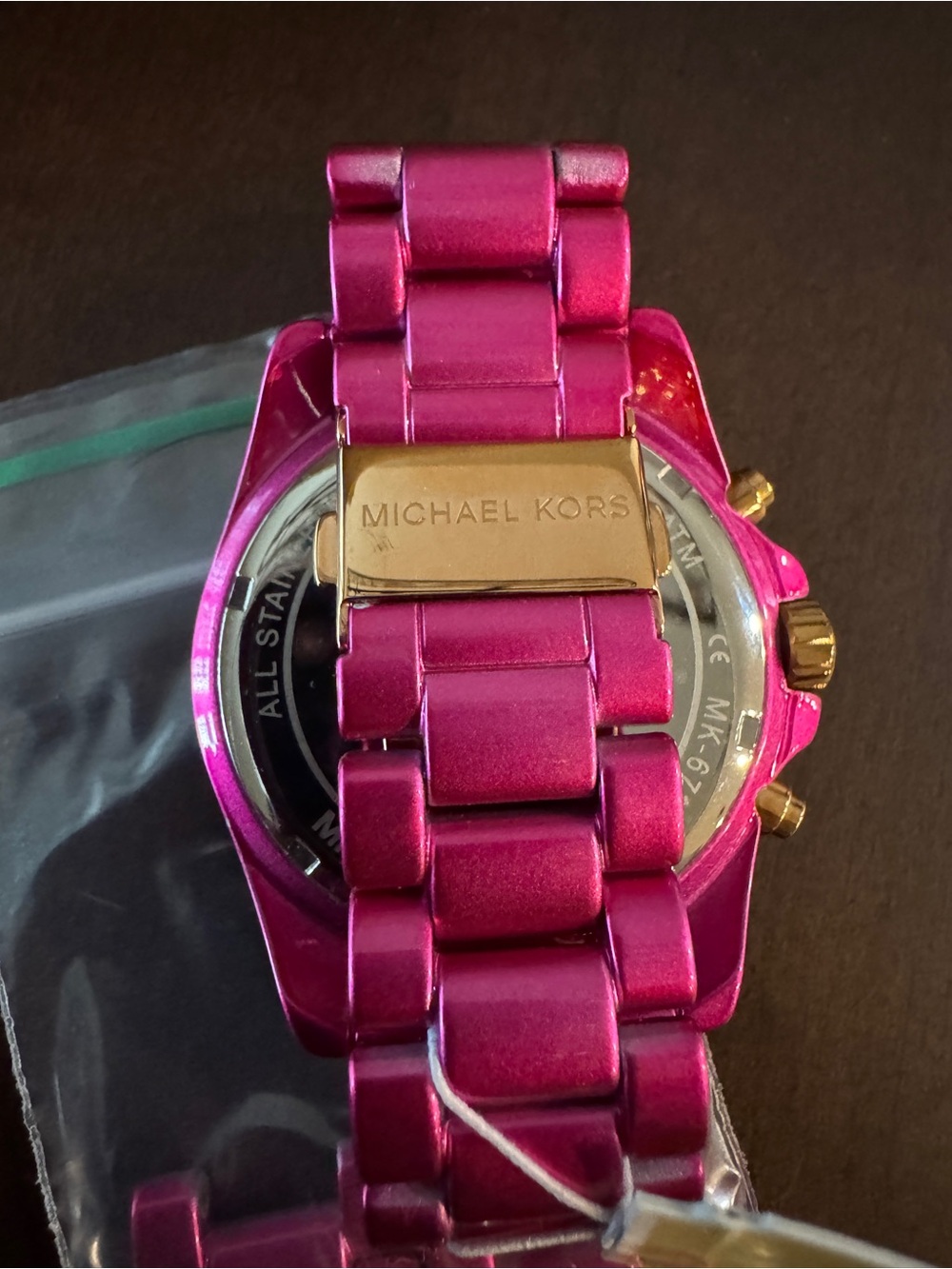 Michael Kors Fuchsia/Pink Women's Chronograph Bracelet Watch with Gold Accents - Picture 5 of 5